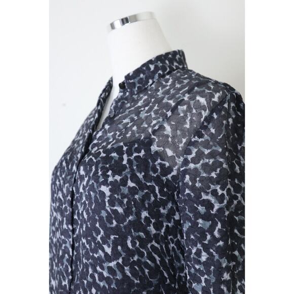 Burberry Size 6 Crushed Organza Button Down Blouse Abstract Animal Print - Picture 7 of 12
